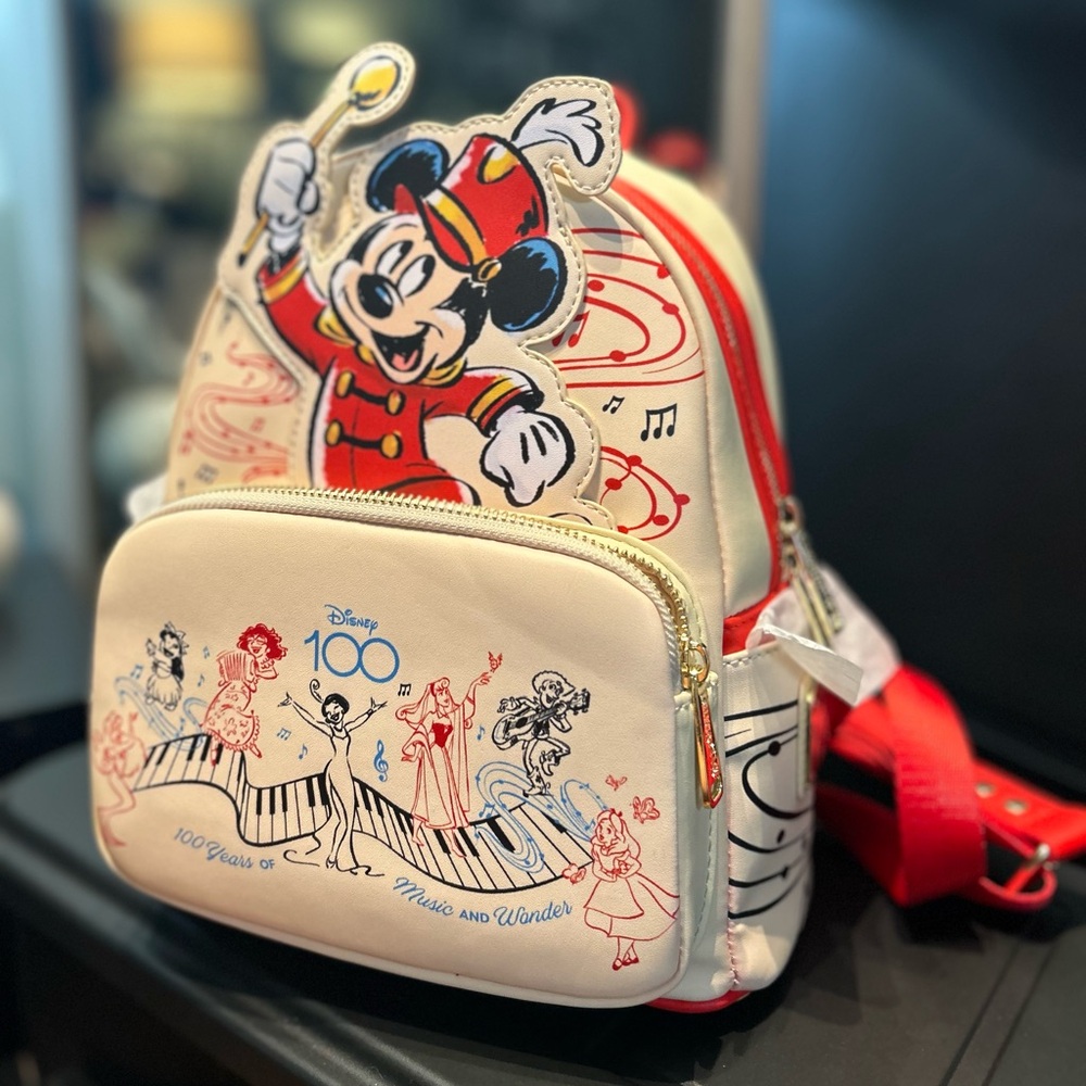 New Loungefly Disney 100 Years Of Music & Wonder Mickey Mouse Mini Backpack